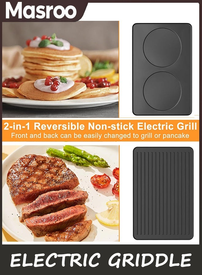 Masroo 2 in 1 Electric Griddle Nonstick with 8 Cheese Pans, Indoor Grill BBQ Grill, Adjustable Temperature Control, Ideal for Family and Party Fun - Image 5